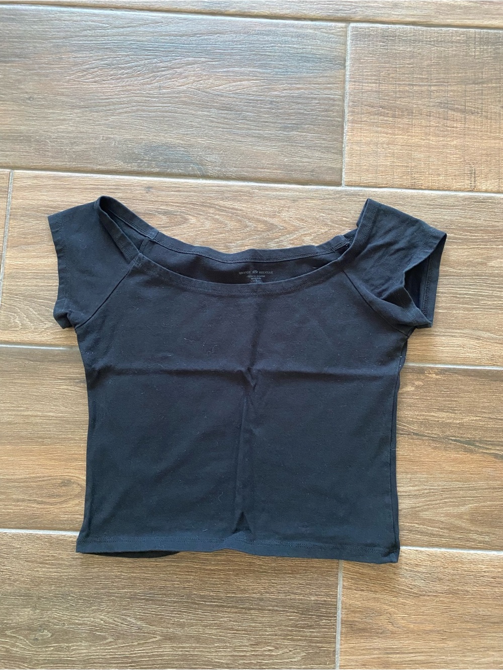 Brandy Melville Black Off-Shoulder Crop Tee